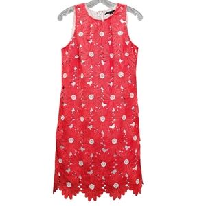 Nwot Alex Marie Coral Embroidered Daisy Lace Sleeveless Sheath Dress